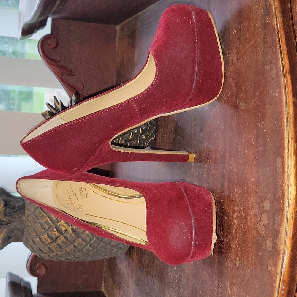 Suede red stilettos heels dress shoe